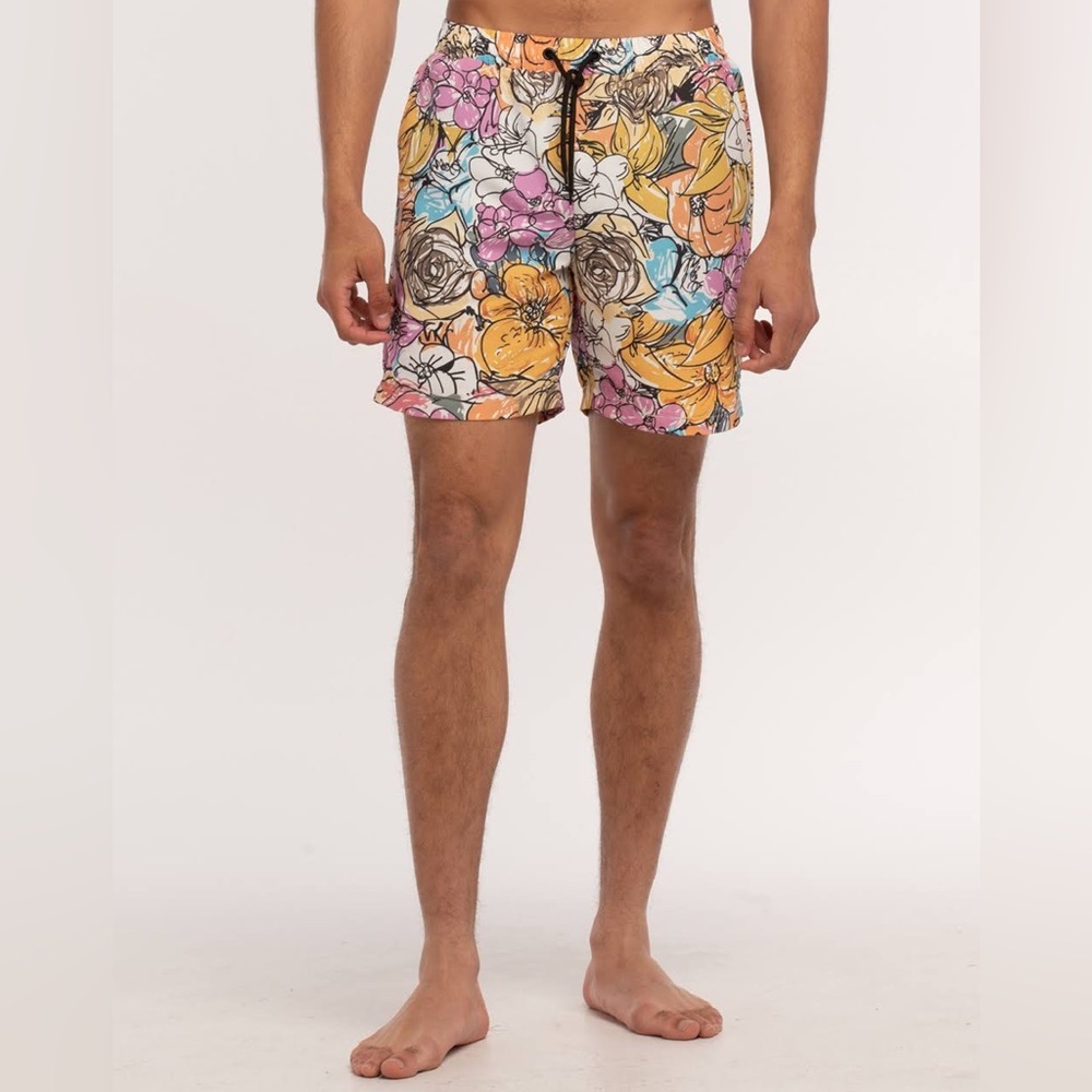 Lira Clothing: Irdell 18" Outseam Tropical-Floral Volley Shorts - Picture 2 of 11